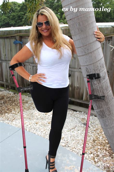 amputee woman on crutches